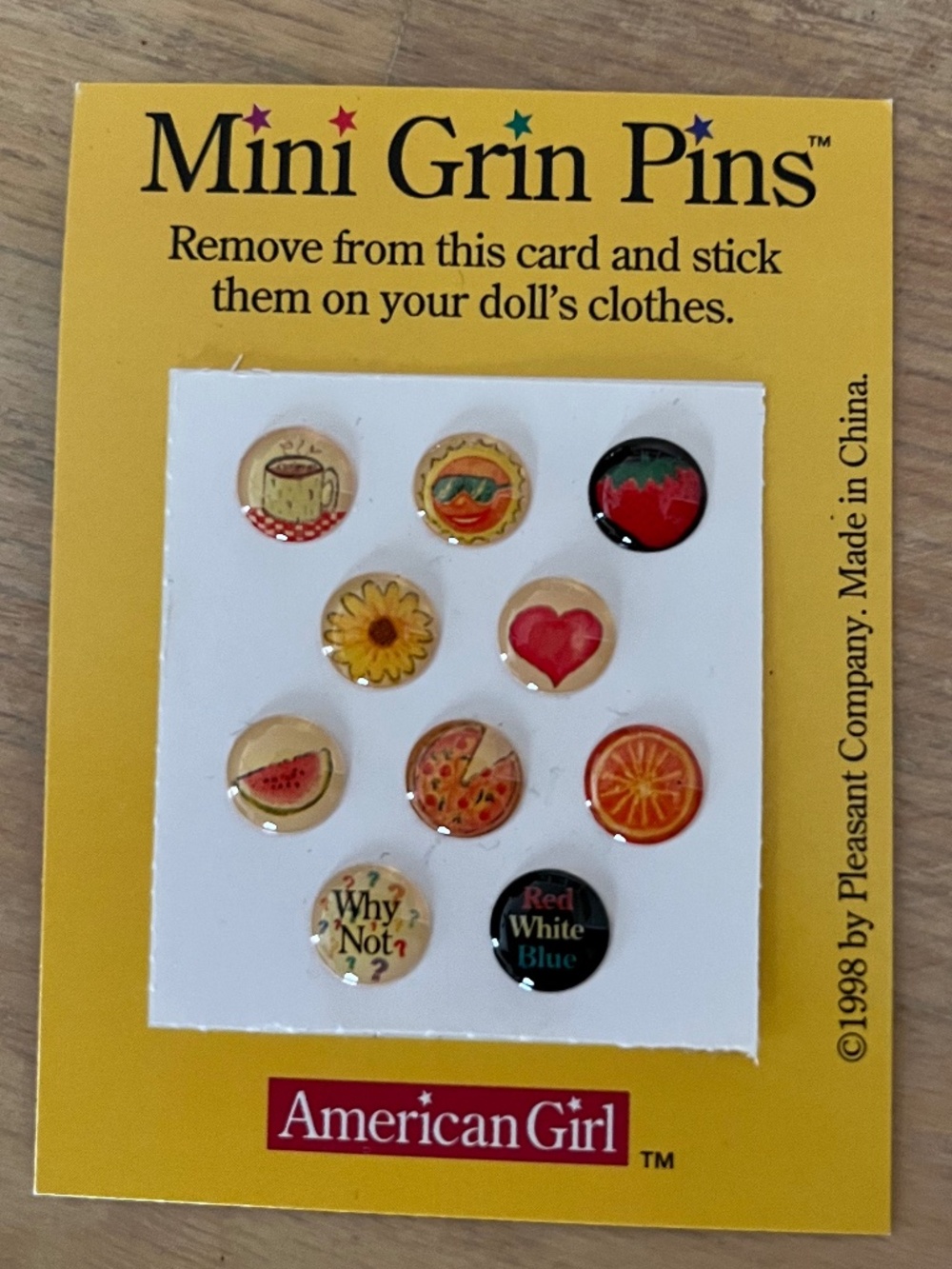 Vintage 1998 American Girl Doll Mini Grin Pins Sticker SET OF 3 SHEETS